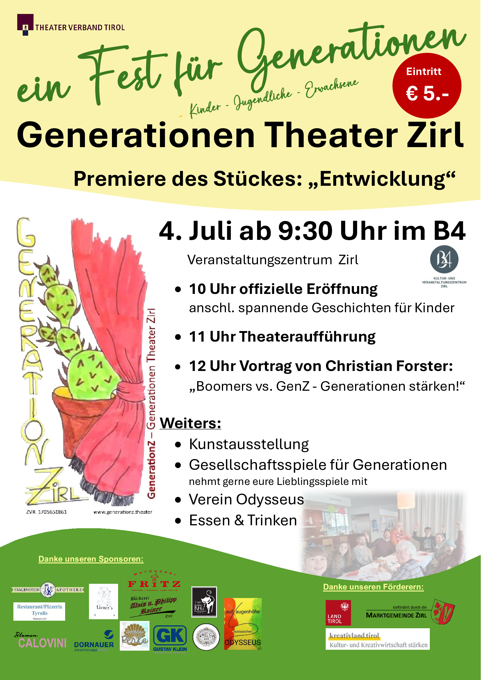 PLakat Ein Fest für Generationen Generationen Theater Zirl